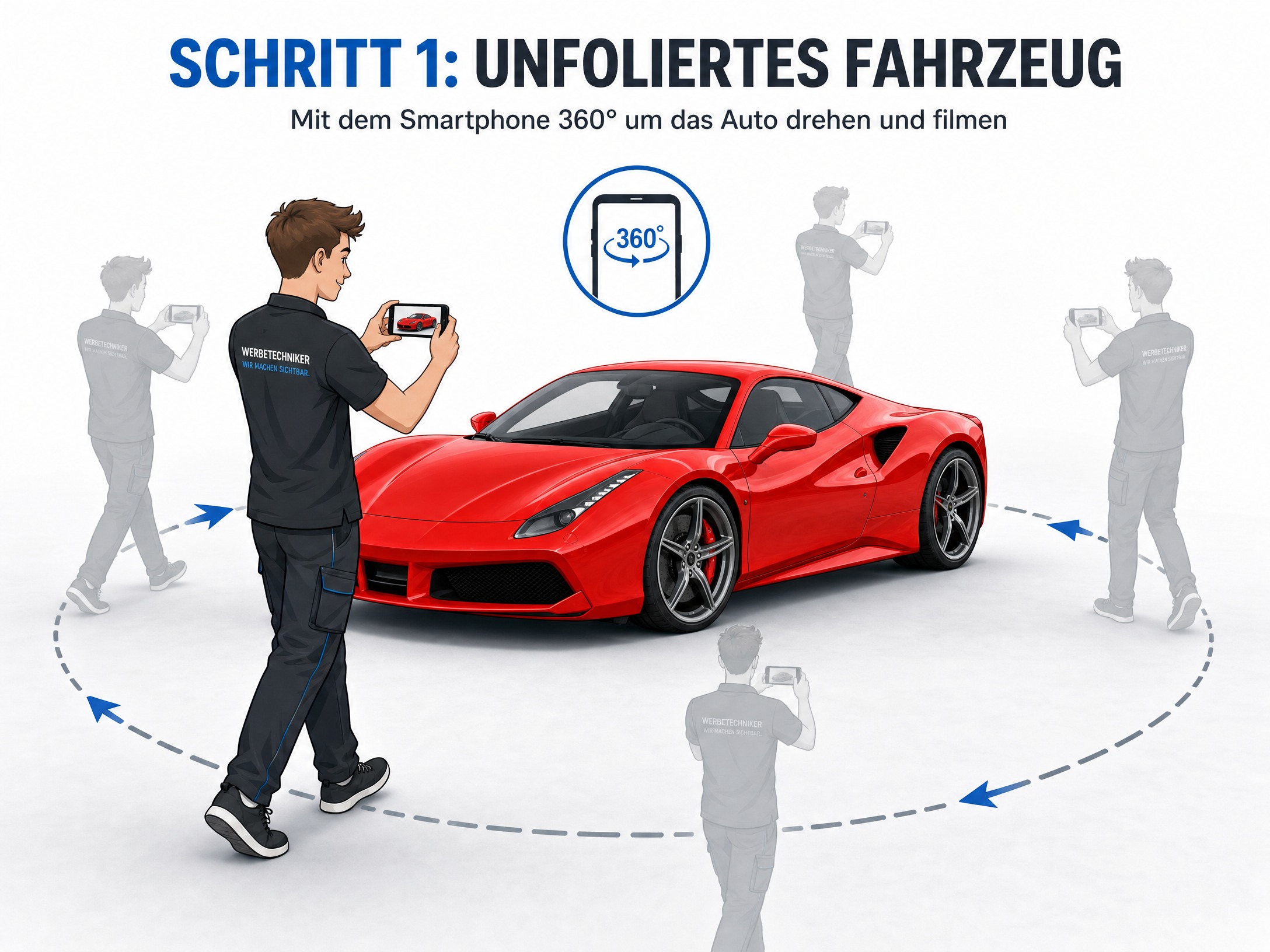 Unfoliertes Fahrzeug als erster Schritt für den Vorher/Nachher Viewer
